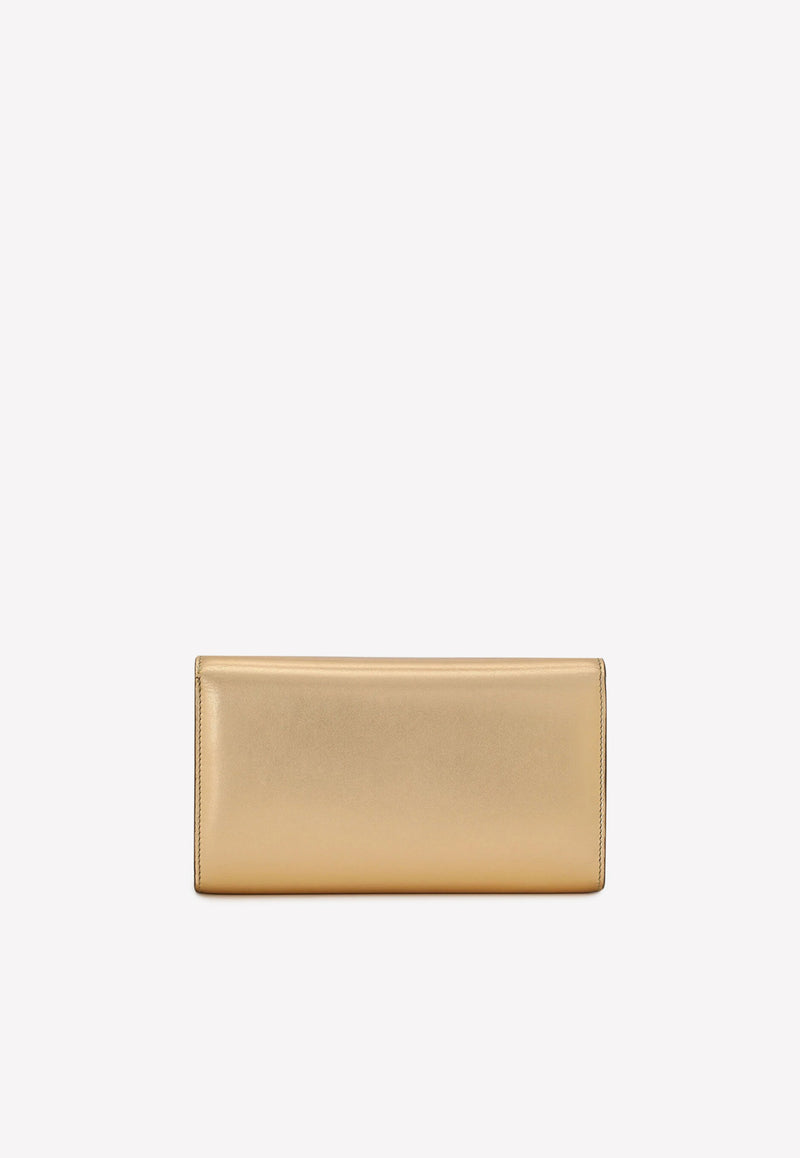 Dolce & Gabbana DG Logo Shoulder Bag in Metallic Leather BB7082 A1016 87080 Gold