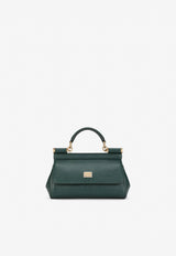 Dolce & Gabbana Small Sicily Top Handle Bag in Dauphine Leather BB7116 A1001 87399 Dark Green
