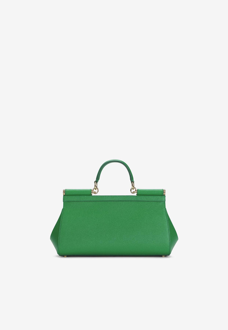 Dolce & Gabbana Medium Sicily Top Handle Bag in Dauphine Calf Leather BB7117 A1001 87192 Green