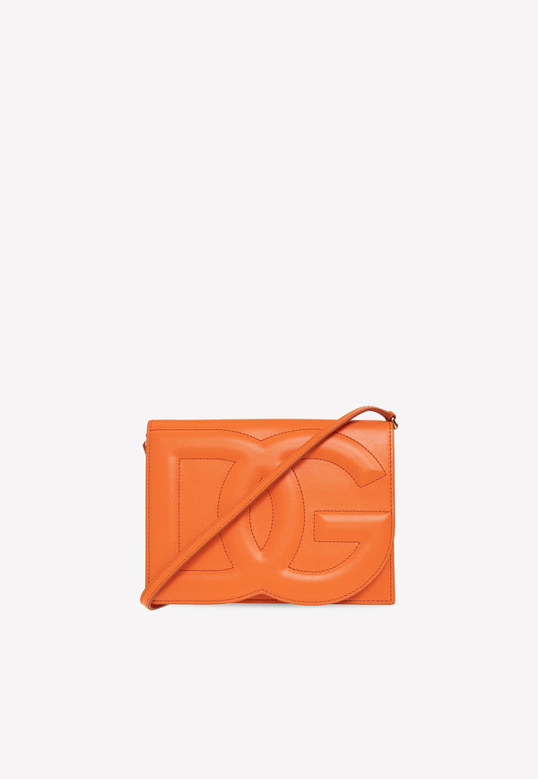Dolce & Gabbana Logo Embossed Crossbody Bag in Calf Leather Orange BB7287 AW576 80244