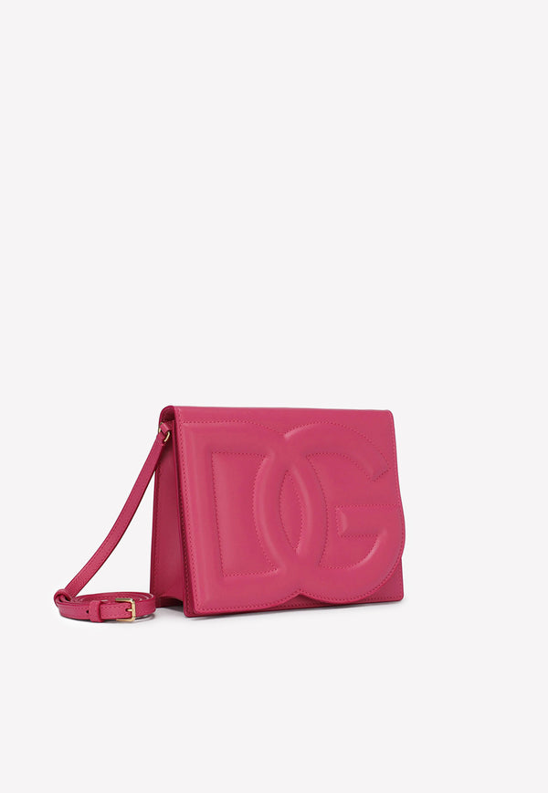 Dolce & Gabbana Logo Embossed Crossbody Bag in Calf Leather Raspberry BB7287 AW576 80441