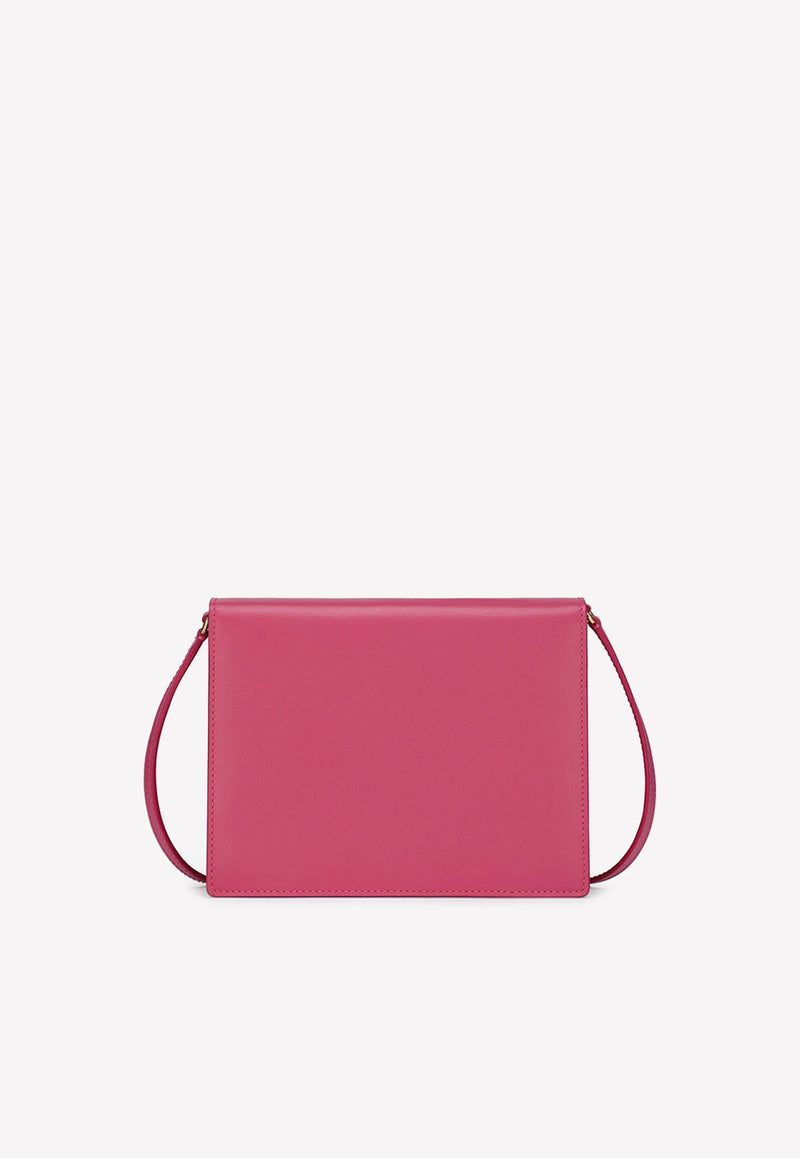 Dolce & Gabbana Logo Embossed Crossbody Bag in Calf Leather Raspberry BB7287 AW576 80441