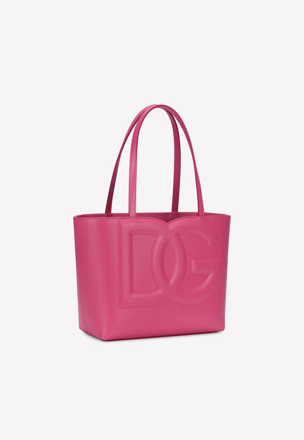 Dolce & Gabbana Small DG Embossed Tote Bag in Calf Leather Pink BB7337 AW576 80441