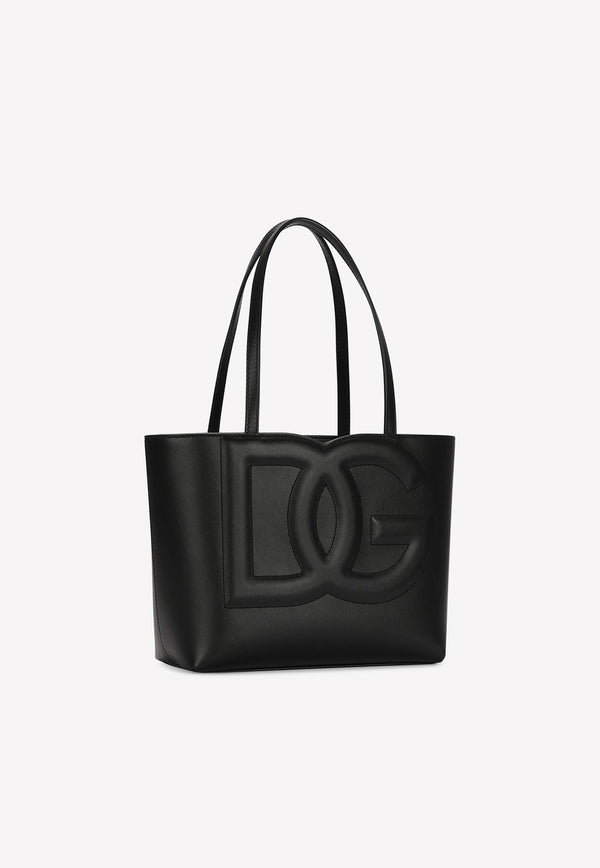 Dolce & Gabbana Small DG Embossed Tote Bag in Calf Leather Black BB7337 AW576 80999