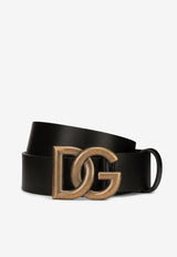 Dolce & Gabbana DG Buckle Belt in Calf Leather Black BC4644 AX622 80999