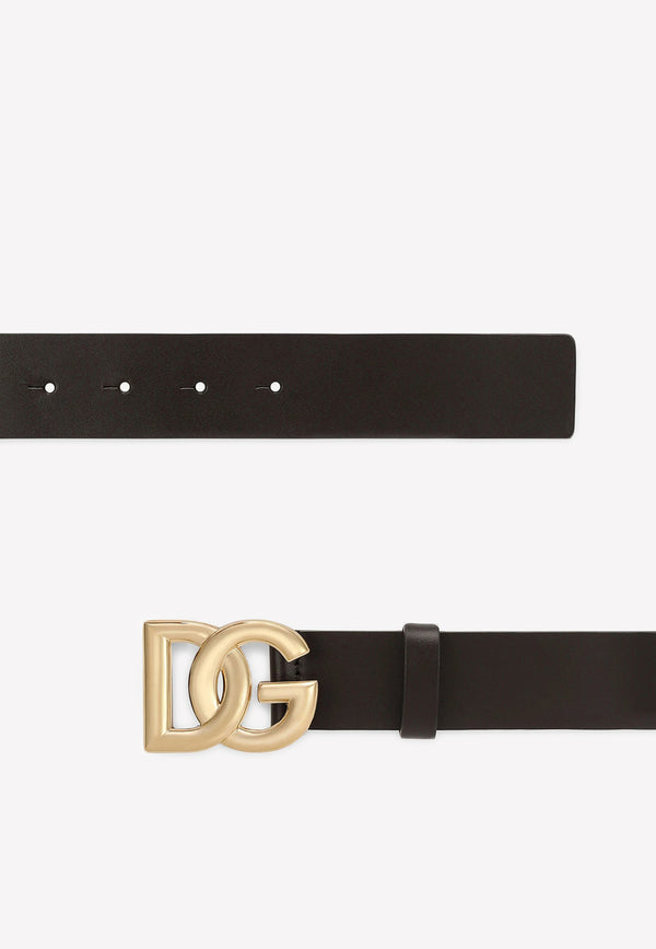 Dolce & Gabbana Lux Leather Belt with DG Logo Black BC4644 AX622 8B421
