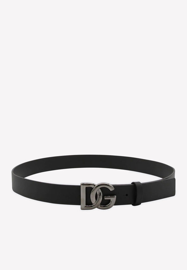 Dolce & Gabbana DG Logo Leather Belt Black BC4644 AX622 8V363