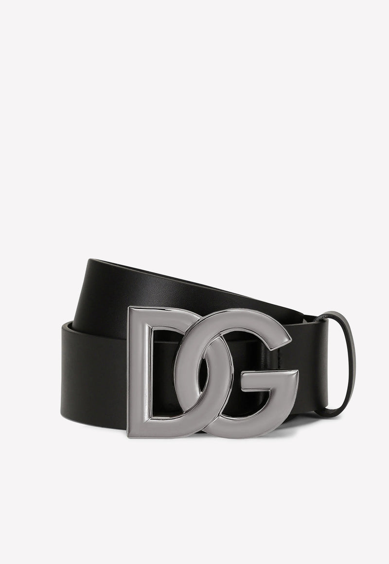 Dolce & Gabbana DG Logo Leather Belt Black BC4646 AX622 80999