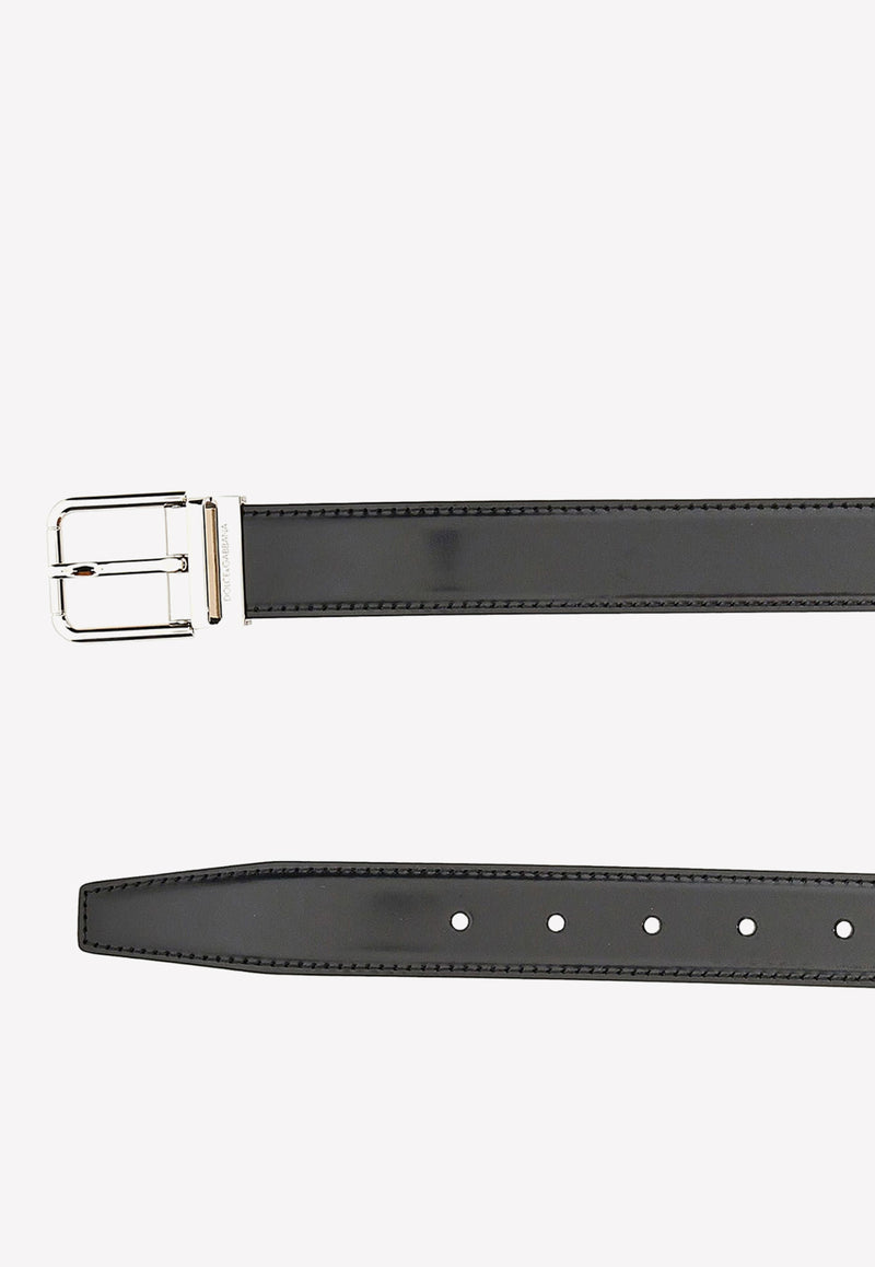 Dolce & Gabbana Square-Buckle Leather Belt Black BC4703 AD558 80999
