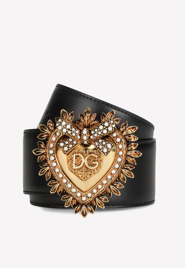 Dolce & Gabbana Devotion Logo Leather Belt BE1316 AK861 80999 Black