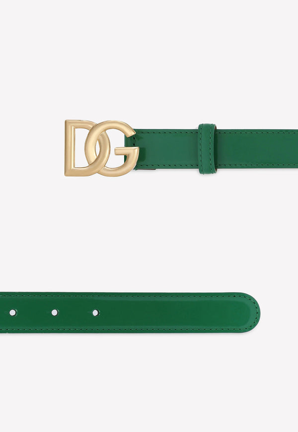 Dolce & Gabbana DG Logo Belt in Polished Calf Leather BE1447 A1037 87192 Green