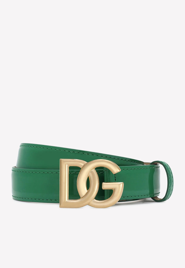 Dolce & Gabbana DG Logo Belt in Polished Calf Leather BE1447 A1037 87192 Green