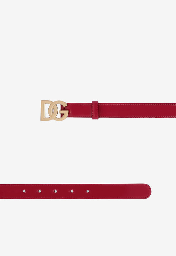 Dolce & Gabbana DG Logo Belt in Polished Leather BE1447 A1037 8I484 Fuchsia