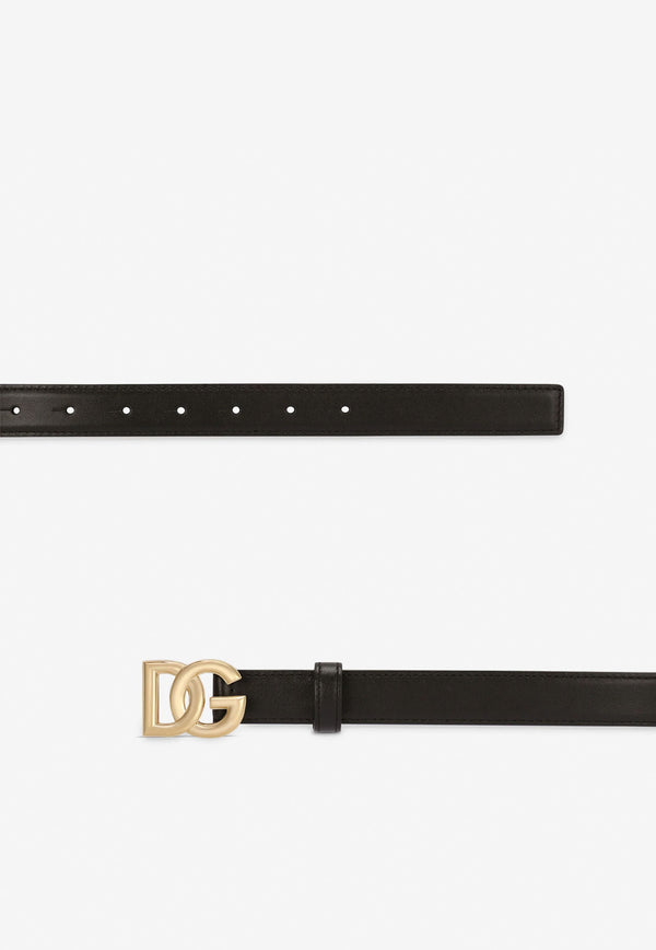 Dolce & Gabbana DG Logo Calf Leather Belt BE1447 AW576 80999  Black