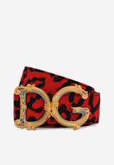 Dolce & Gabbana Leopard Print Baroque DG Logo Belt BE1517 AH566 HSYJN Red