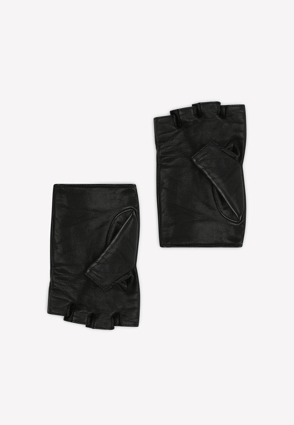 Dolce & Gabbana Embellished Nappa Leather Gloves Black BF0217 AD460 8S574