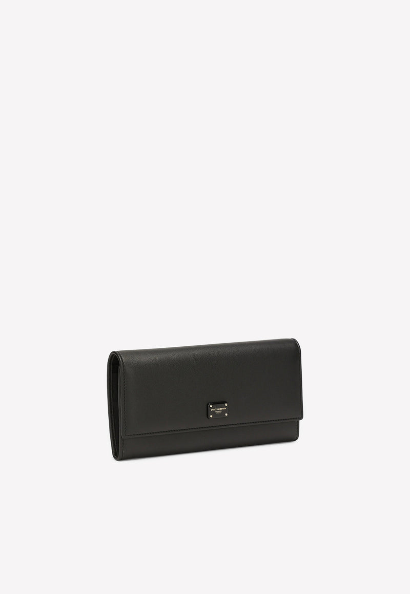 Dolce & Gabbana Logo Plate Wallet in Calf Leather Black BI0087 AO049 80999