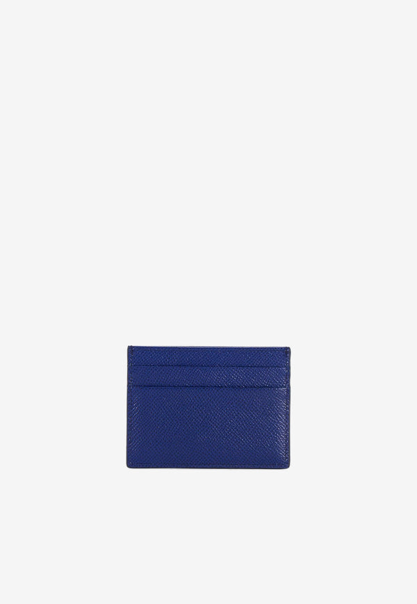 Dolce & Gabbana Logo Plaque Cardholder in Grained Leather BI0330 A1001 80648 Blue