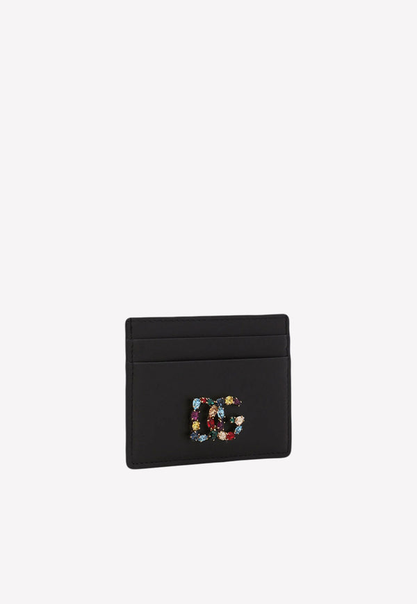Dolce & Gabbana  Rhinestone Embellished  DG Logo Cardholder Black BI0330 AY185 80999