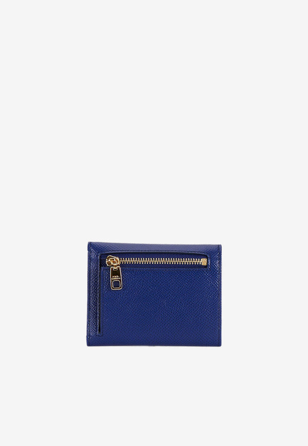 Dolce & Gabbana Logo Plaque Trifold Wallet in Dauphine Leather BI0770 A1001 80648 Blue