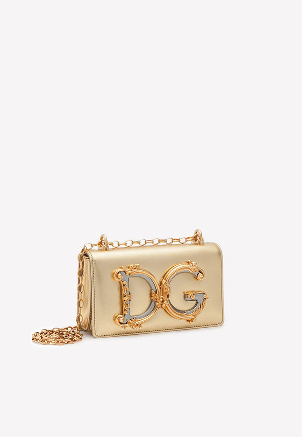 Dolce & Gabbana DG Girls Shoulder Bag in Nappa Mordoré Leather Gold BI1416 AW121 89869