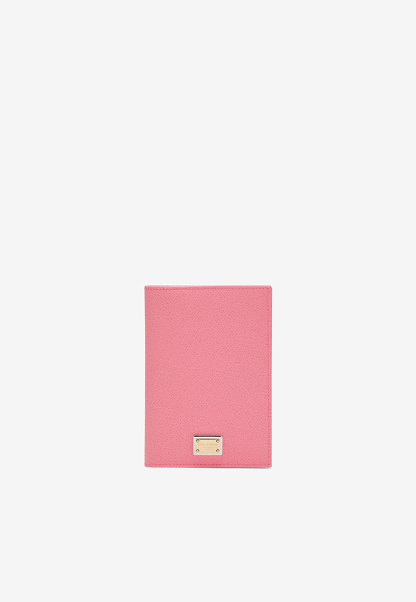 Dolce & Gabbana Logo Passport Holder in Dauphine Calf Leather BI2215 A1001 80424 Pink