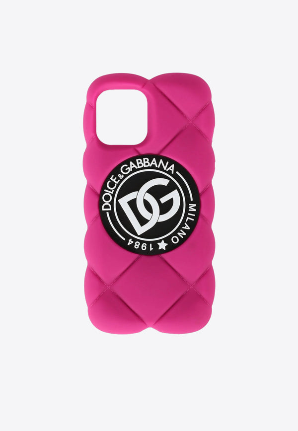 Dolce & Gabbana DG Logo Quilted iPhone 12 Pro Rubber Case Fuchsia BI3028 AQ374 80422