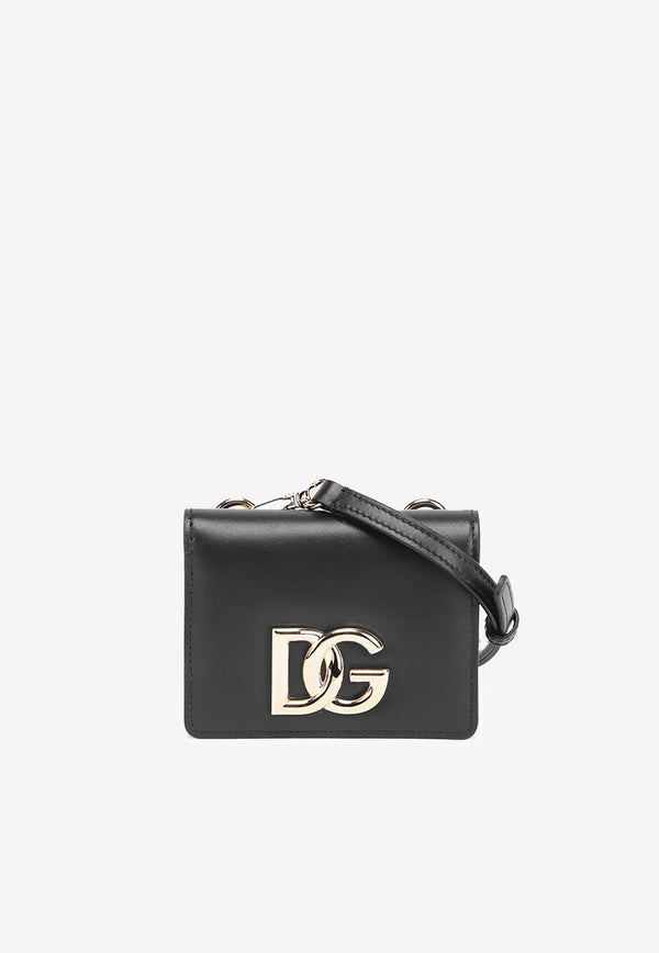 Dolce & Gabbana DG Logo Mini Crossbody Bag in Calf Leather Black BI3075 AW576 80999