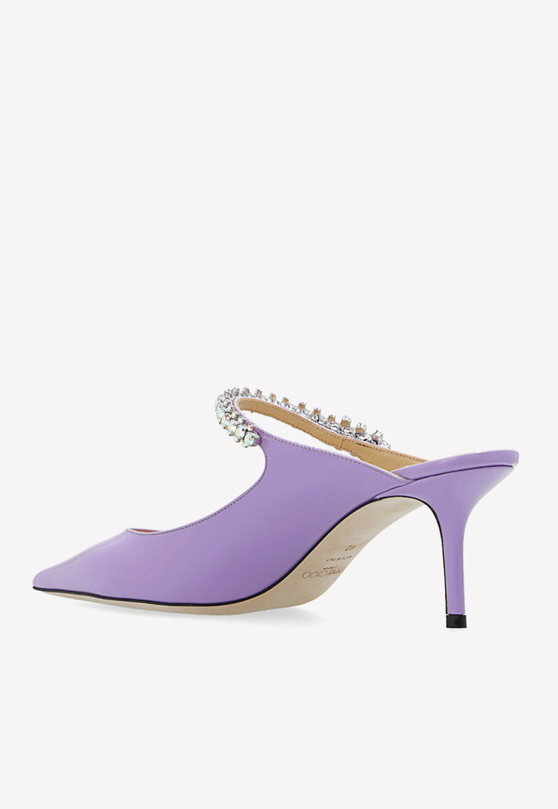 Jimmy Choo Bing 65 Patent Leather Mules with Crystal Strap Purple BING 65 PAT WISTERIA/AURORA