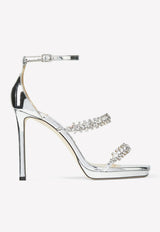 Jimmy Choo Bing 105 Metallic Sandals with Crystal Straps Silver BING SANDAL 105 ZOX SILVER