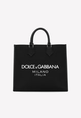 Dolce & Gabbana Large Rubberized Logo Tote Bag Black BM1796 AG182 8B956