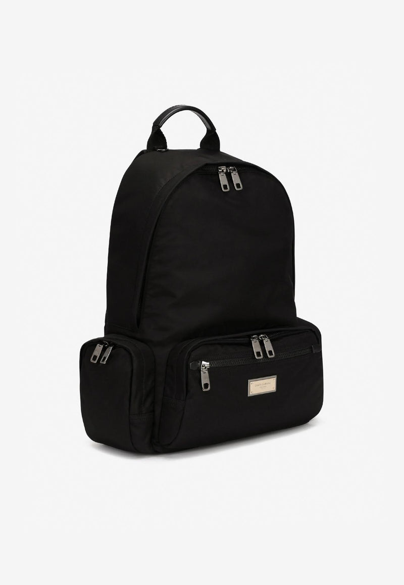 Dolce & Gabbana Logo Plate Nylon Backpack Black BM1961 AY139 8B956
