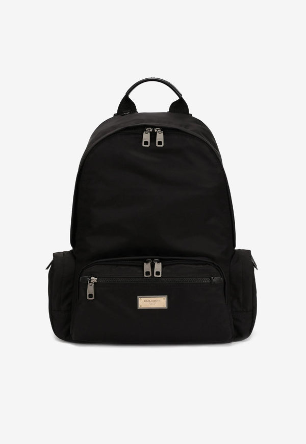 Dolce & Gabbana Logo Plate Nylon Backpack Black BM1961 AY139 8B956