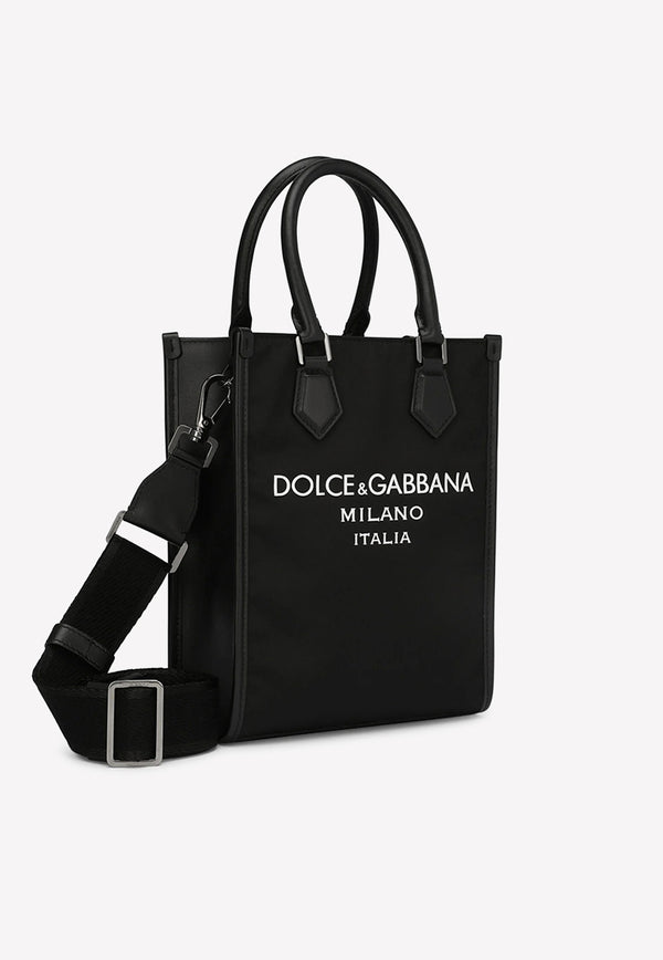 Dolce & Gabbana Mini Messenger Bag with Rubberized Logo Black BM2123 AG182 8B956