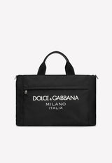 Dolce & Gabbana Nylon Duffle Bag with Rubberized Logo Black BM2125 AG182 8B956