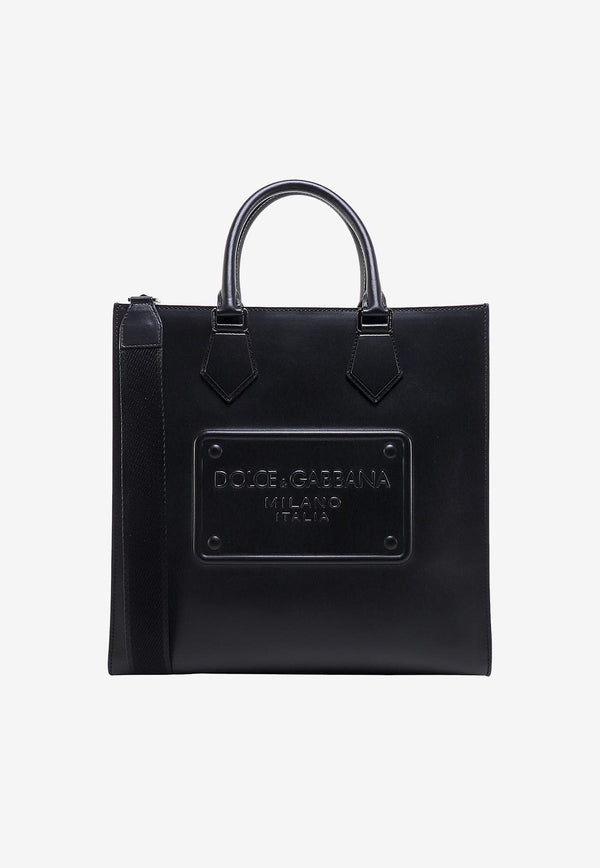 Dolce & Gabbana Logo Messenger Bag in Leather Black 