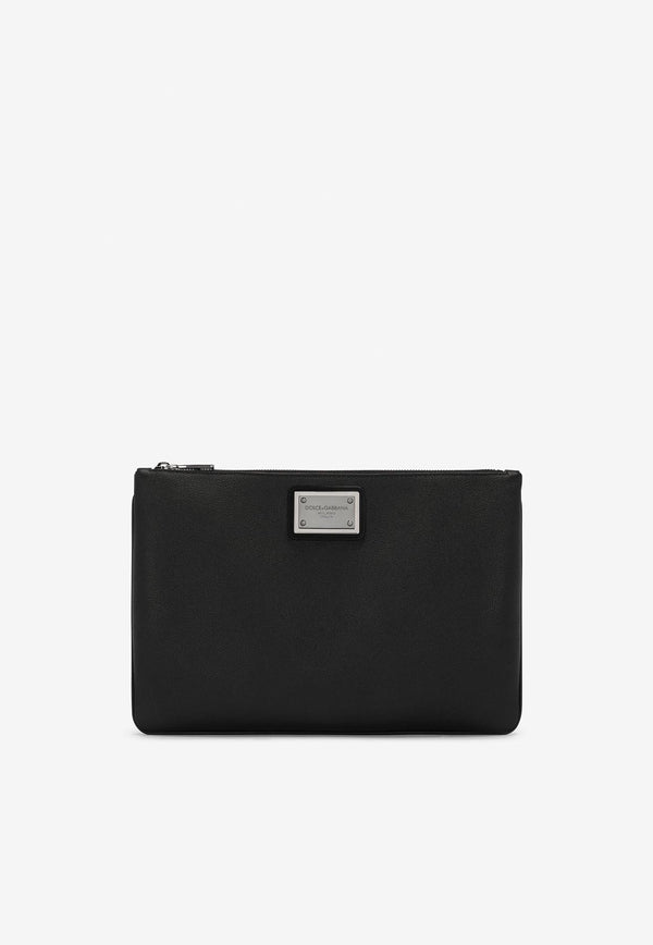 Dolce & Gabbana Logo Plate Pouch Bag Black 