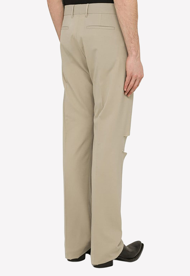 Givenchy Tailored Pants with Destroyed Effect in Wool Blend Gray BM518J14NX/M_GIV-099