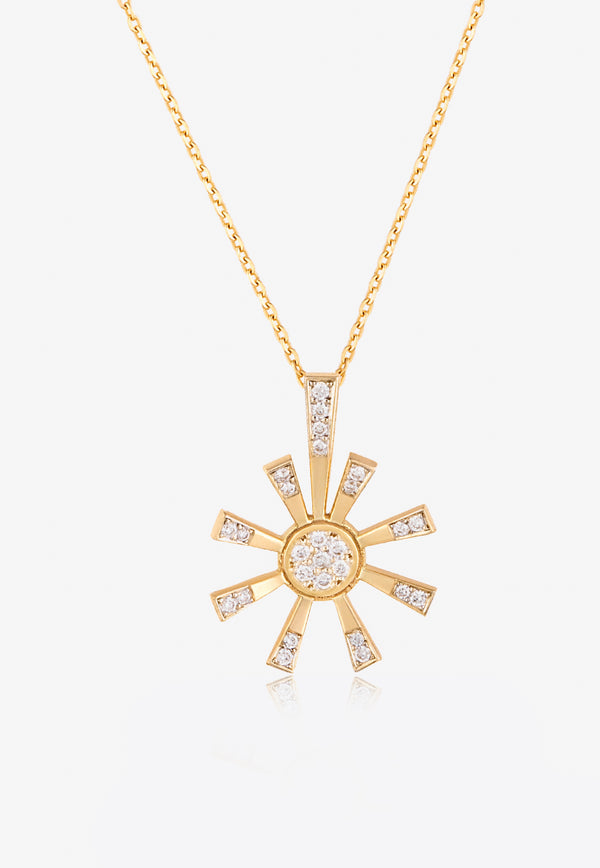 Falamank Diamond Blooms Collection 18-karat Yellow Gold Necklace with White Diamonds NK544