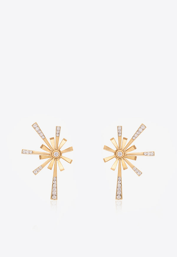 Falamank Diamond Blooms Collection 18-karat Yellow Gold Earrings with White Diamonds ER387