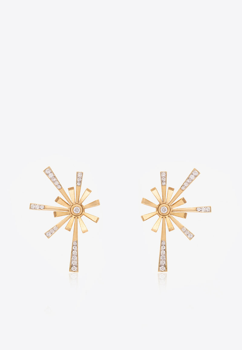 Falamank Diamond Blooms Collection 18-karat Yellow Gold Earrings with White Diamonds ER387
