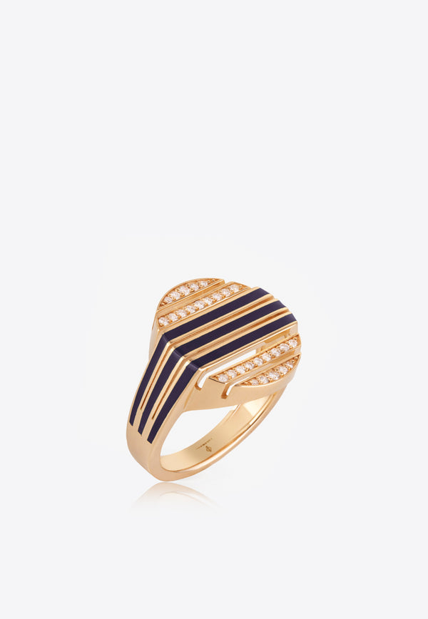 Falamank Sweet Collection 18-karat Yellow Gold Ring with Enamel and White Diamonds RM532