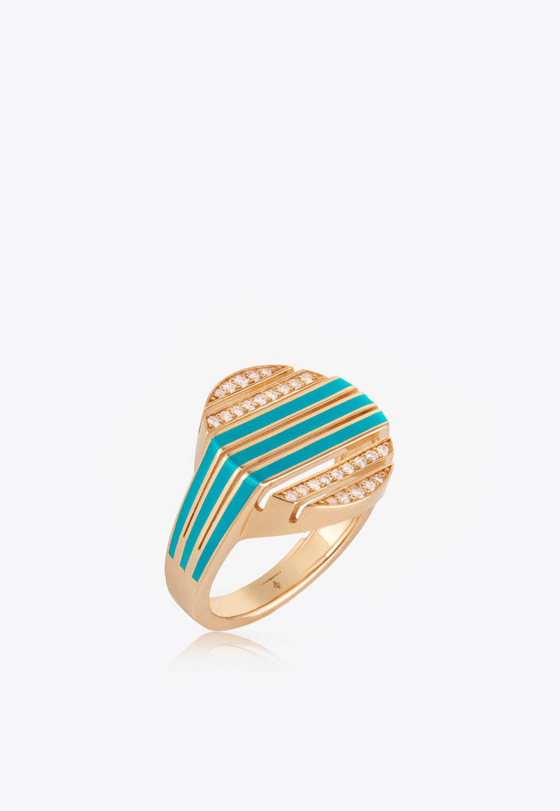Falamank Sweet Collection 18-karat Yellow Gold Ring with Enamel and White Diamonds RM530