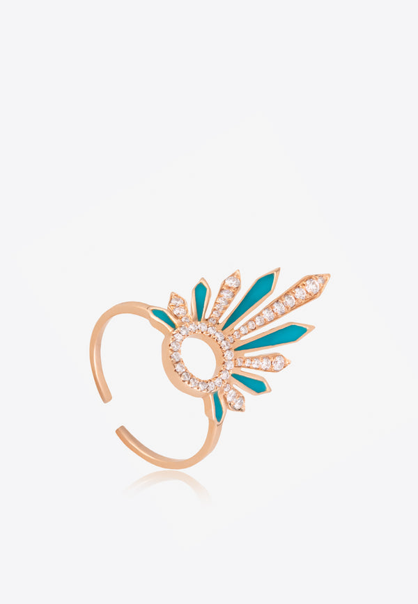 Falamank Soleil Collection 18-karat Rose Gold Ring with Enamel and White Diamonds RM200