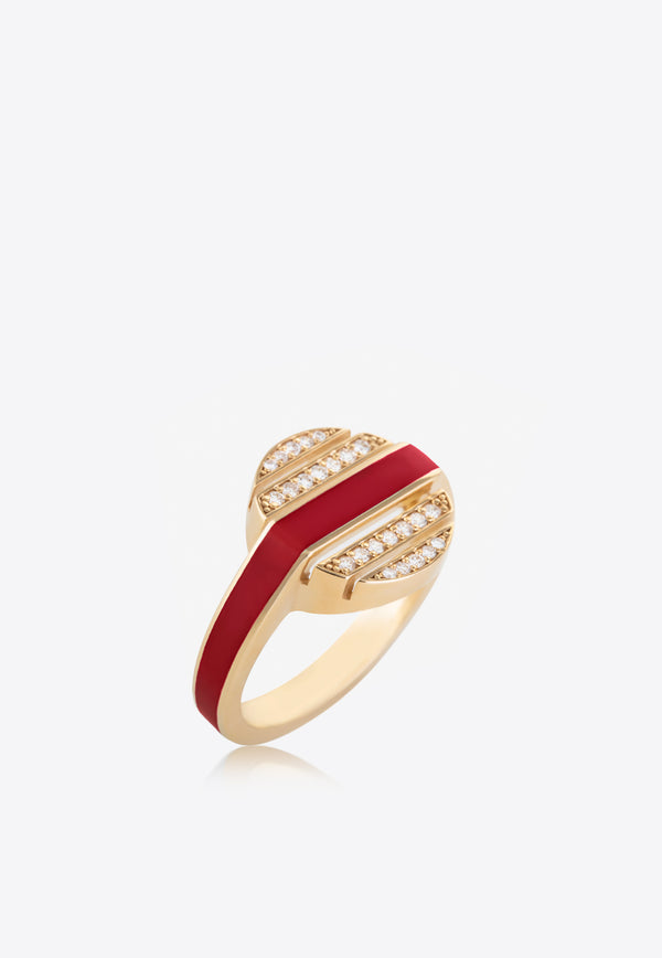 Falamank Sweet Collection 18-karat Yellow Gold Ring with Enamel and White Diamonds RM540
