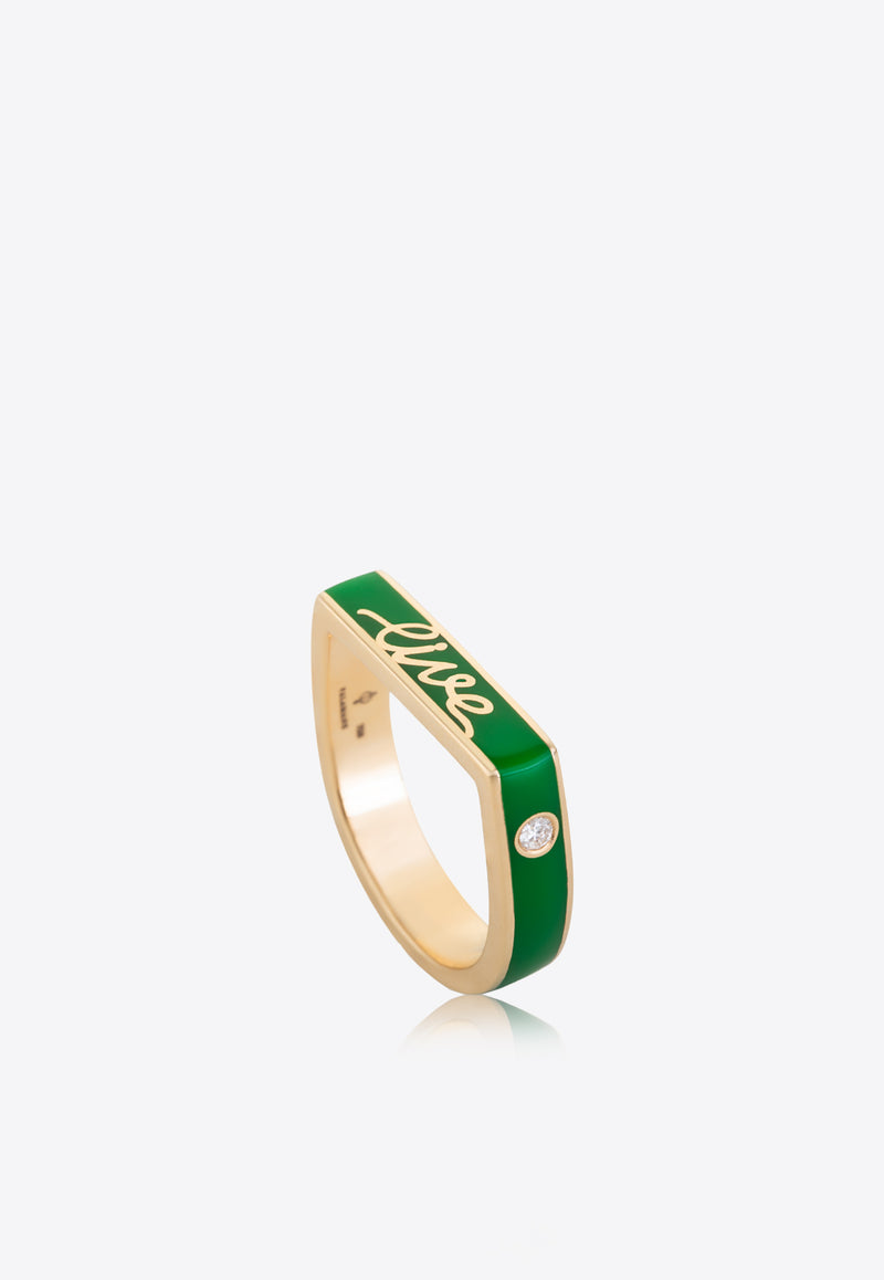 Falamank Sweet Collection 18-karat Yellow Gold Ring with Enamel and White Diamonds RM533