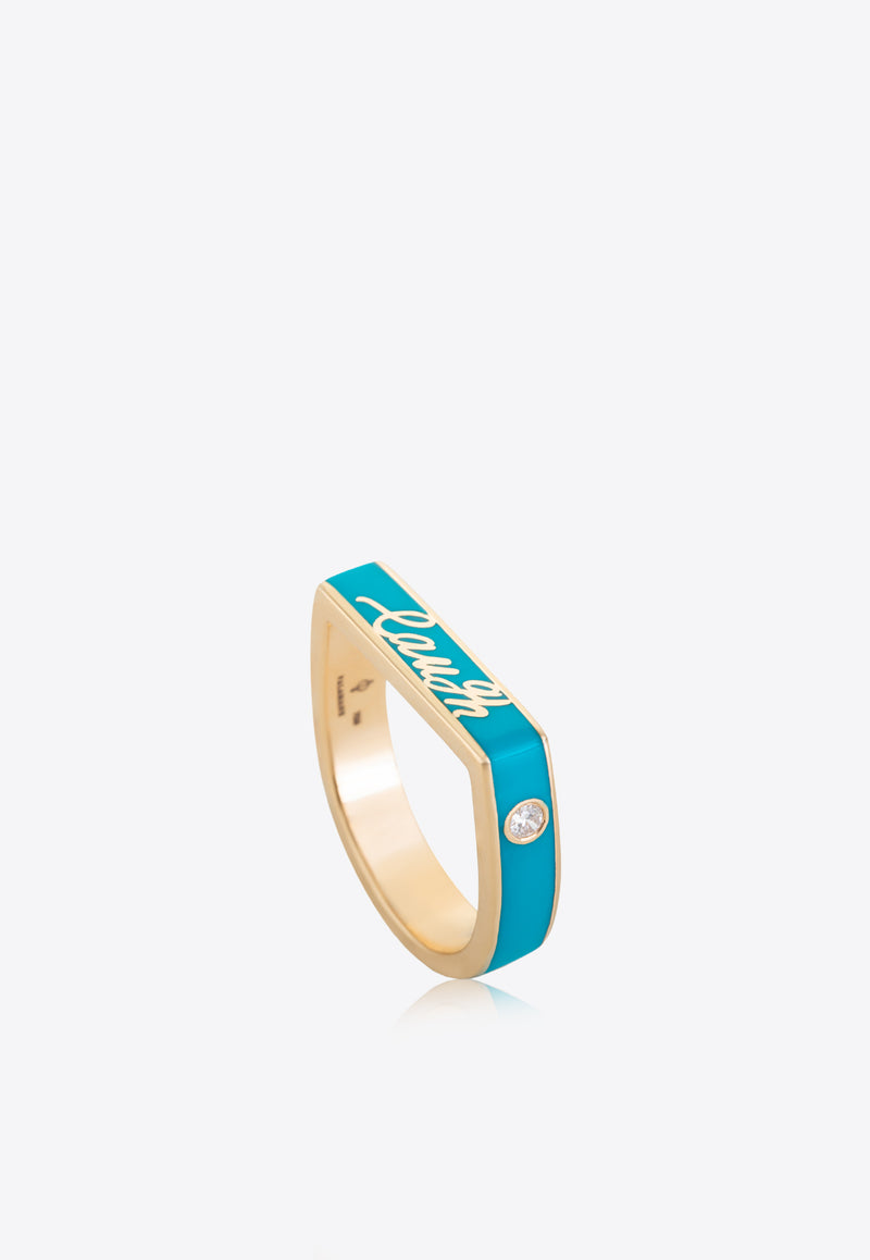 Falamank Sweet Collection 18-karat Yellow Gold Ring with Enamel and White Diamonds RM534