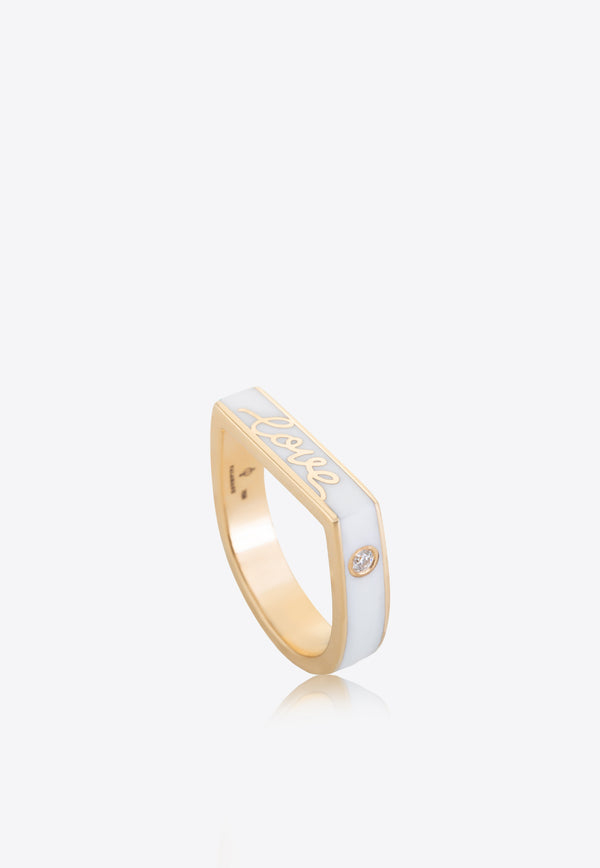 Falamank Sweet Collection 18-karat Yellow Gold Ring with Enamel and White Diamonds RM535