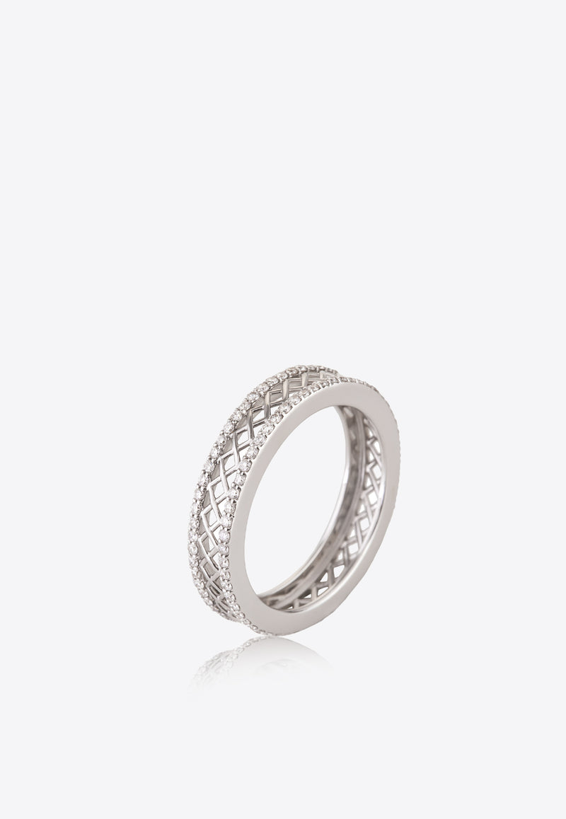 Falamank Corset Collection 18-karat White Gold Ring with White Diamonds RM511