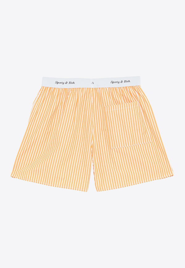Sporty & Rich Striped Logo-Band Shorts Yellow BO421YSCO/K